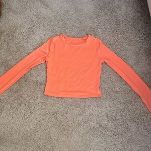 bright orange/pink long sleeve shirt. slightly cropped never worn